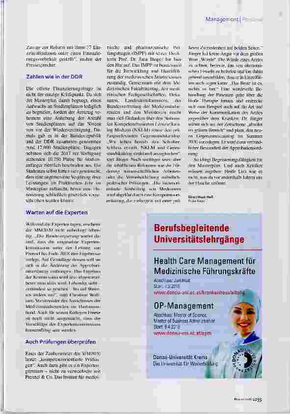 Vorschauseite 4: Masterplan Medizinstudium 2020 Der Geist aus der Flasche