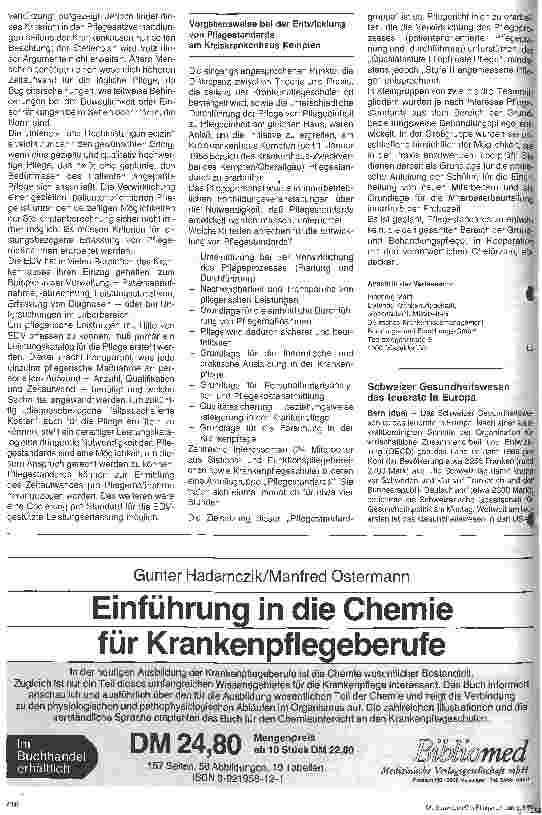 Vorschauseite 3: Die Entwicklung von Standards in der Krankenpflege 8. Folge (Schluß) Standardisierung pflegerischer Tätigkeiten