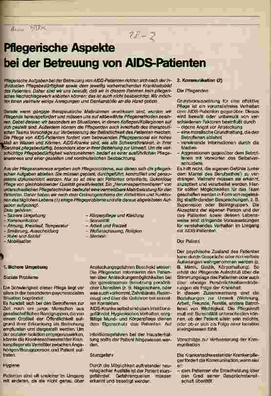 Vorschauseite 1: Pflegerische Aspekte bei der Betreuung von AIDS-Patienten