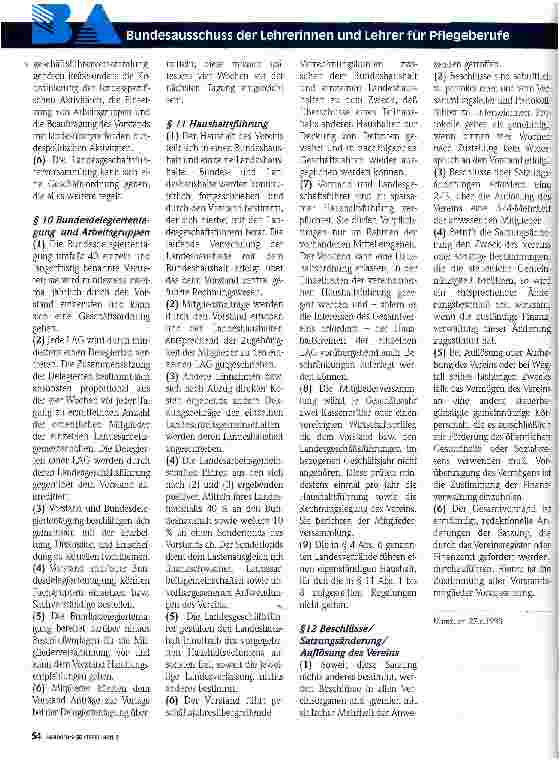 Vorschauseite 3: Satzung des Bundesausschusses der Lehrerinnen und Lehrer für Pflegeberufe (BA)