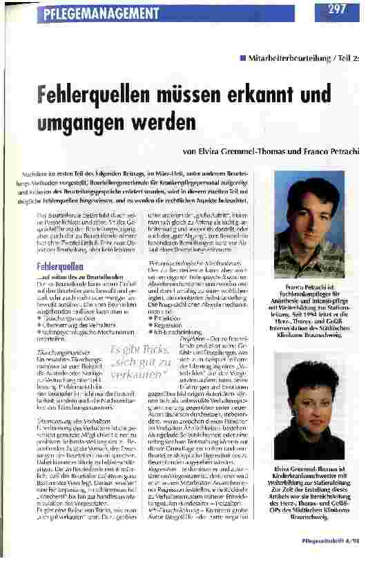 Vorschauseite 1: Fehlerquellen müssen erkannt und umgangen werden Mitarbeiterbeurteilung / Teil 2