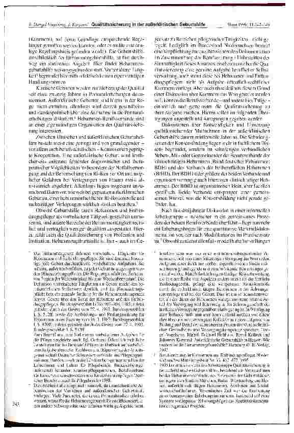Vorschauseite 2: Qualitätssicherung in der außerklinischen Geburtshilfe Begründung und Vorschlag der Realisierung