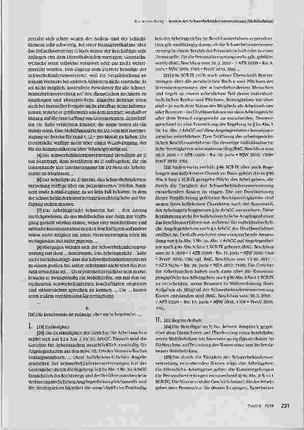 Vorschauseite 2: Aus den Gründen: Kosten der Schwerbehindertenvertretung (Mobiltelefon)