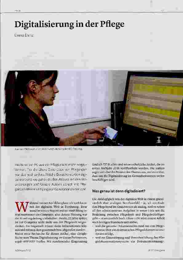 Vorschauseite 1: Digitalisierung in der Pflege