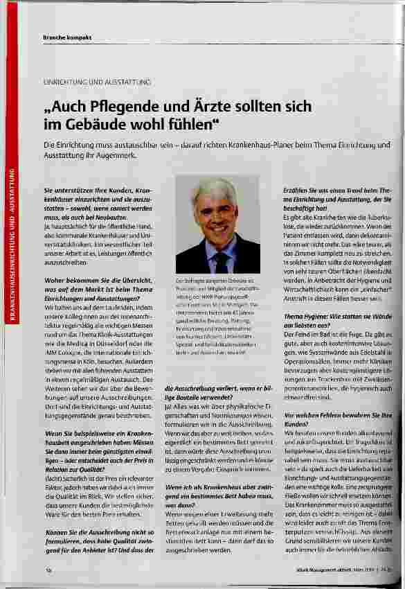 Vorschauseite 1: „Auch Pflegende und Ärzte sollten sich Im Gebäude wohl fühlen“