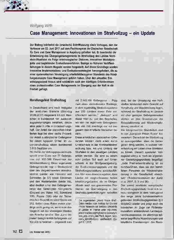 Vorschauseite 1: Case Management: Innovationen im Strafvollzug ein Update