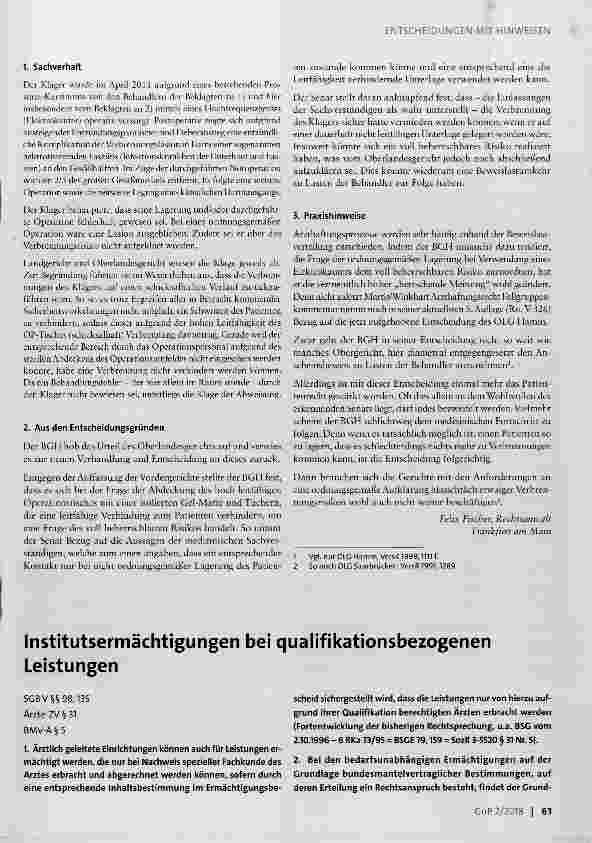 Vorschauseite 1: Institutsermächtigungen bei qualifikationsbezogenen Leistungen