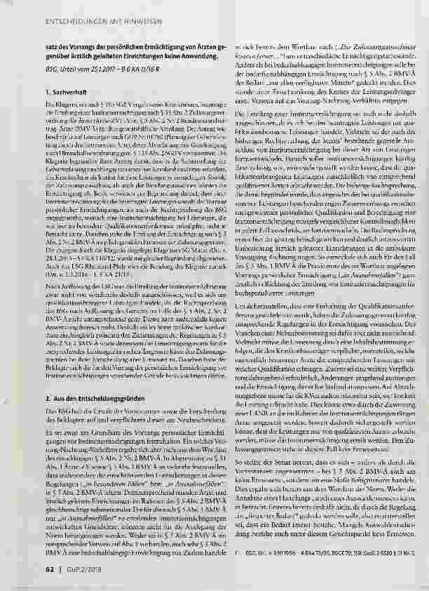 Vorschauseite 2: Institutsermächtigungen bei qualifikationsbezogenen Leistungen