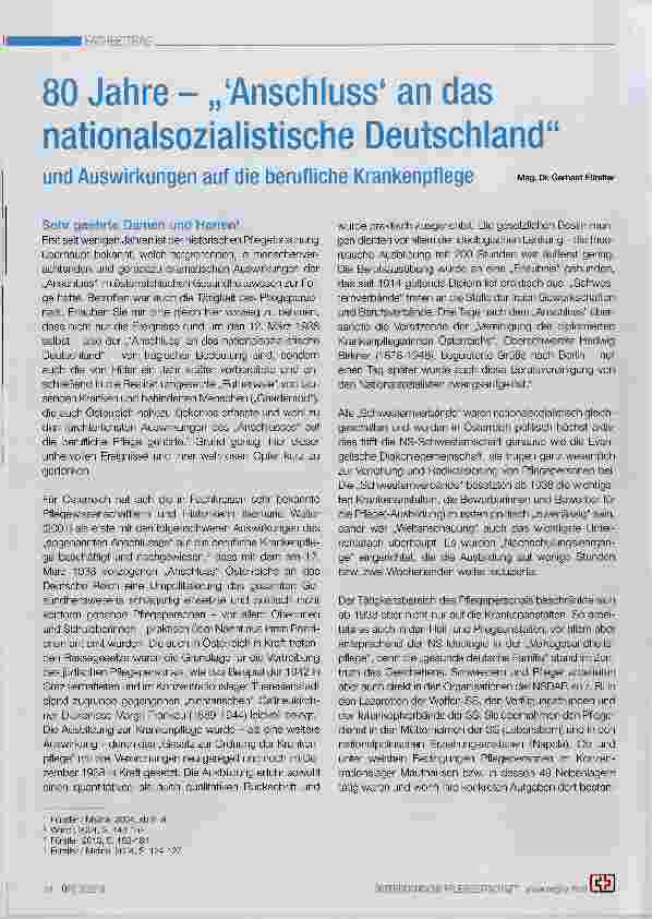 Vorschauseite 1: 80 Jahre „Anschluss an das nationalsozialistische Deutschland“