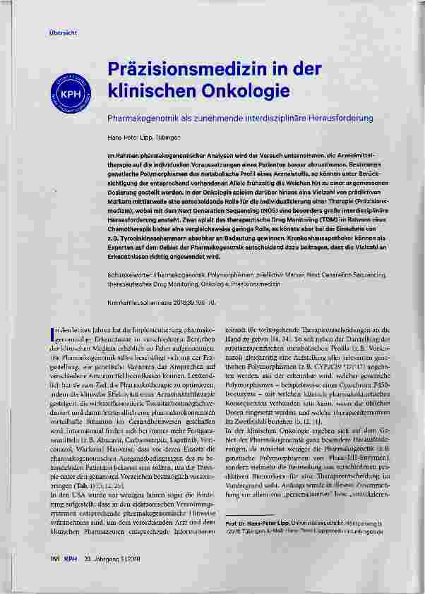 Vorschauseite 1: Präzisionsmedizin in der klinischen Onkologie