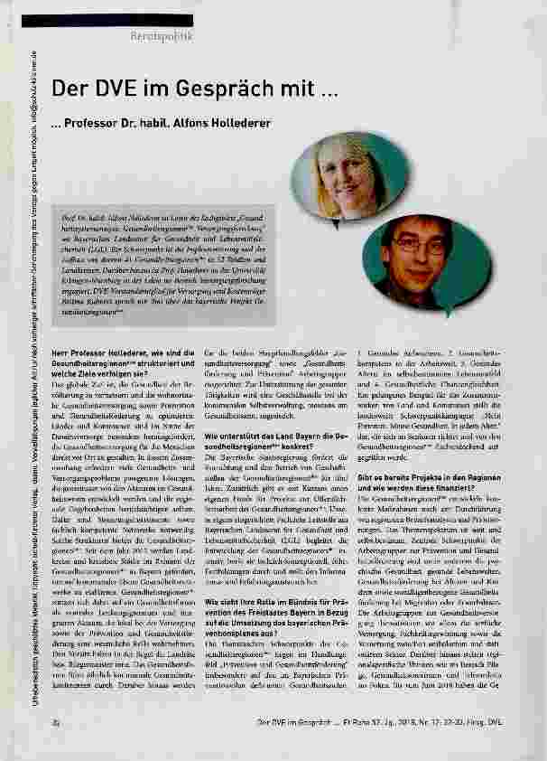 Vorschauseite 1: Der DVE im Gespräch mit ...