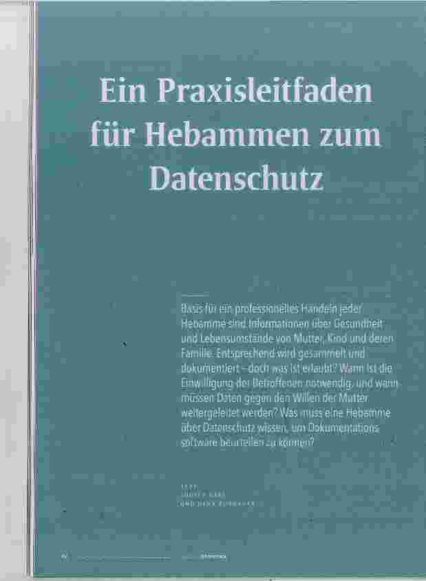 Vorschauseite 1: Ein Praxisleitfaden für Hebammen zum Datenschutz