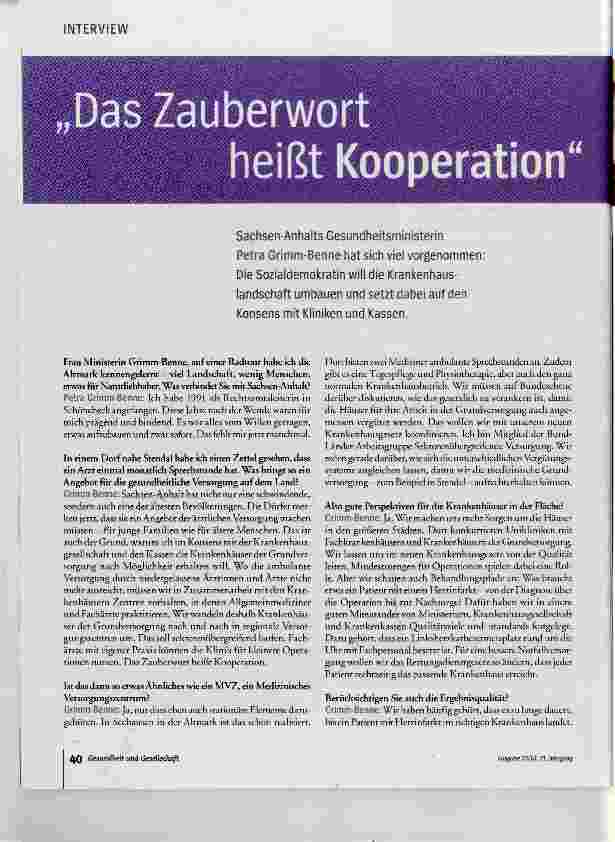 Vorschauseite 1: Das Zauberwort heißt Kooperation