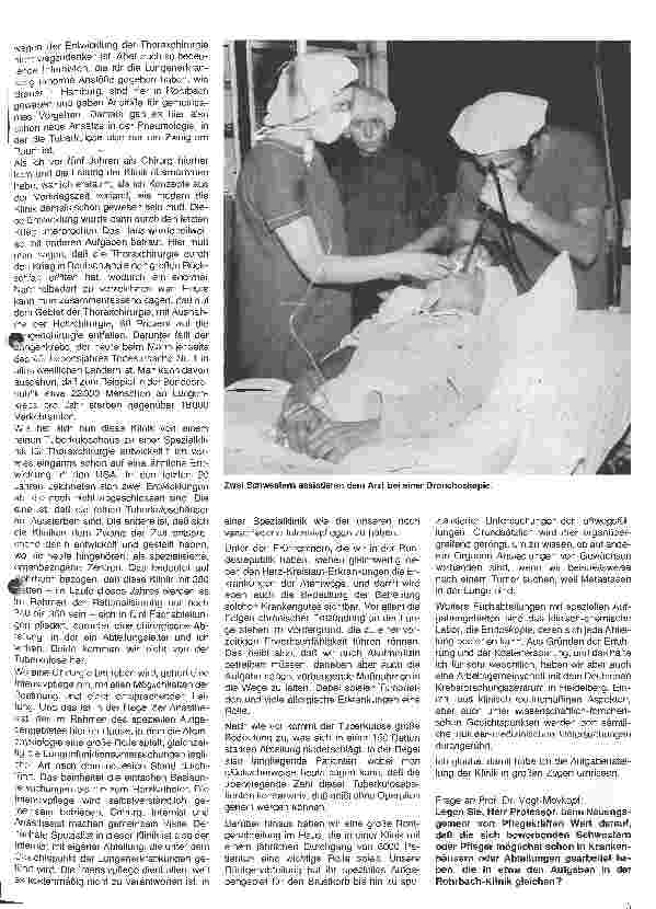 Vorschauseite 3: Die Entwicklung der Klinik von einem Tuberkulosekrankenhaus zu einer Thorax-chirurgischen Spezialklinik. Spezialklinik Heidelberg Rohrbach