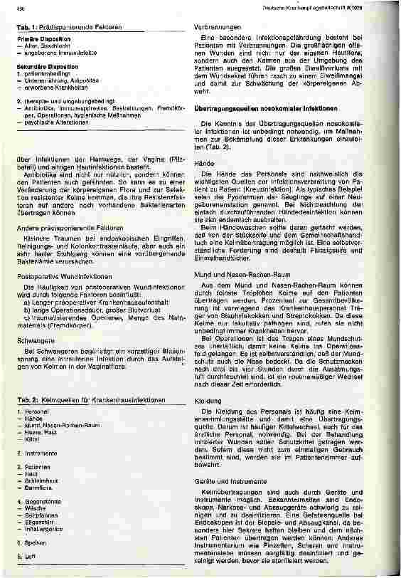 Vorschauseite 2: Nosokomiale Infektionen, prädisponierende Faktoren, Übertragungsquellen