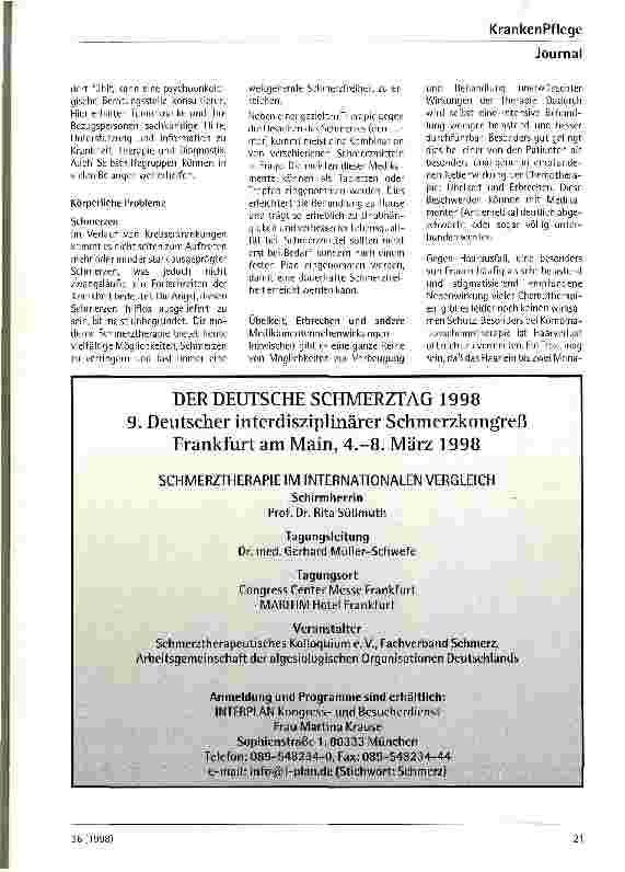 Vorschauseite 2: Besseres Verständnis für die psychische Situation von Krebskranken