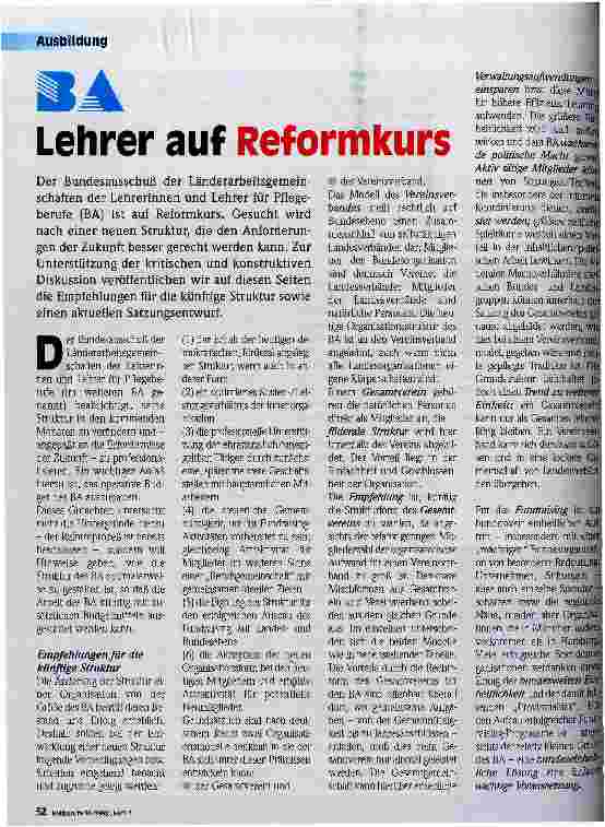Vorschauseite 1: Lehre auf Reformkurs BA