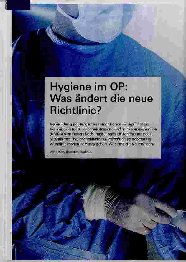 Vorschauseite 1: Hygiene im OP: Was ändert die neue Richtlinie?