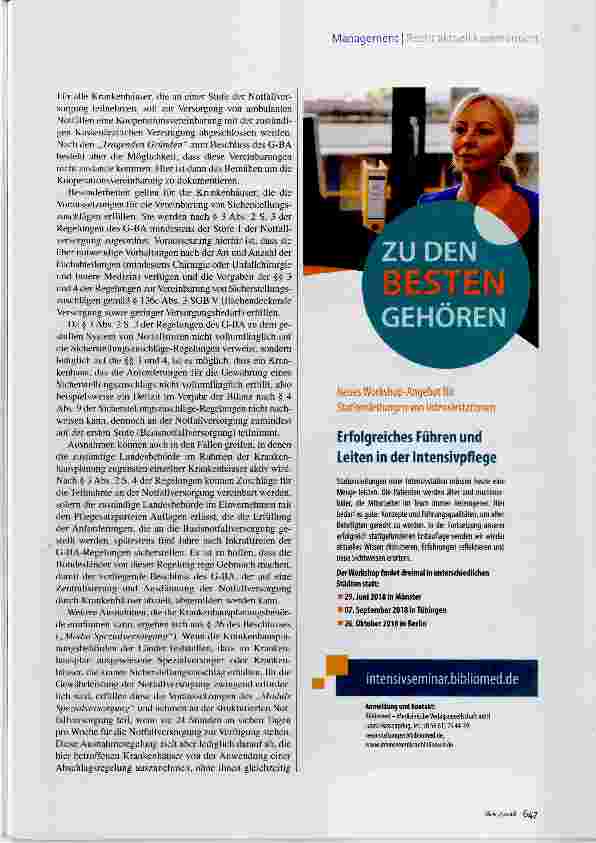 Vorschauseite 2: Gestuftes System von Notfallstrukturen G-BA zentralisiert die Versorgung
