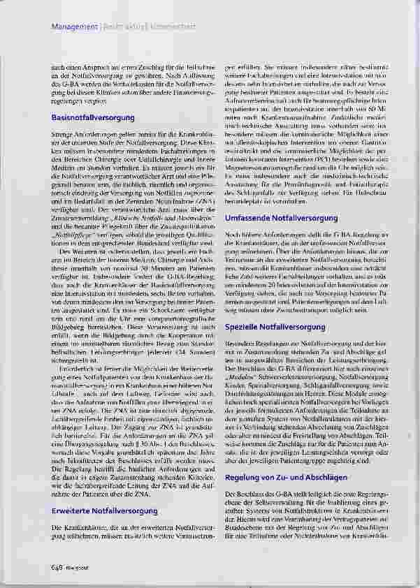 Vorschauseite 3: Gestuftes System von Notfallstrukturen G-BA zentralisiert die Versorgung