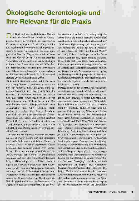 Vorschauseite 1: ökologische Gerontologie und ihre Relevanz für die Praxis