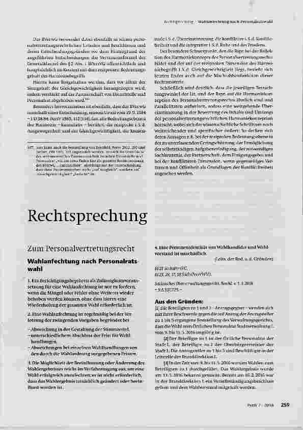 Vorschauseite 1: Wahlanfechtung nach Personalratswahl