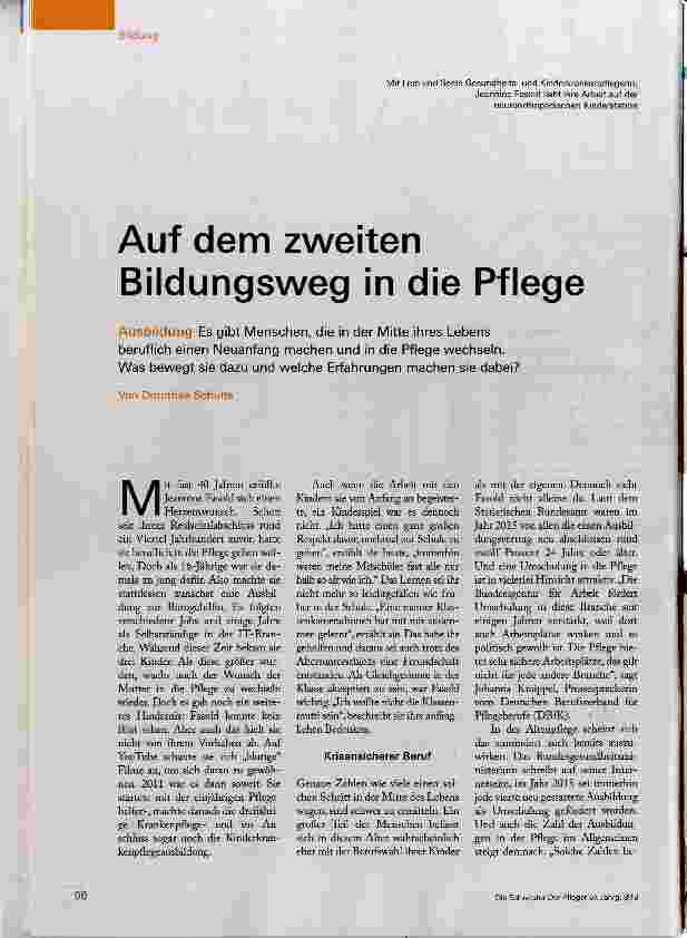 Vorschauseite 1: Auf dem zweiten Bildungsweg in die Pflege