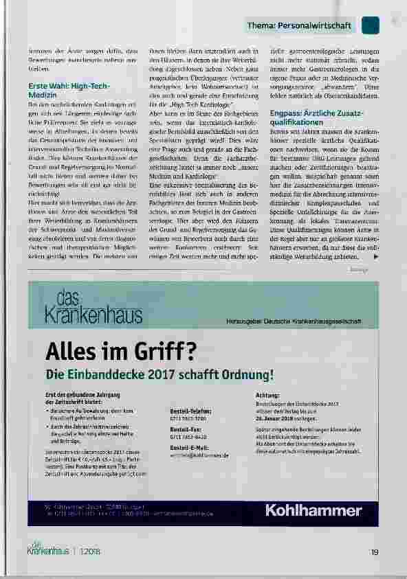 Vorschauseite 2: Ärztlicher Arbeitsmarkt: Chancen gleichheit für Krankenhäuser der Grundund Regelversorgung?