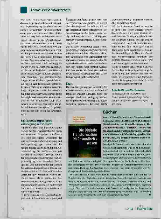 Vorschauseite 3: Ärztlicher Arbeitsmarkt: Chancen gleichheit für Krankenhäuser der Grundund Regelversorgung?