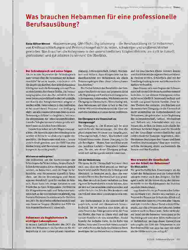 Vorschauseite 1: Was brauchen Hebammen für eine professionelle Berufsausübung?