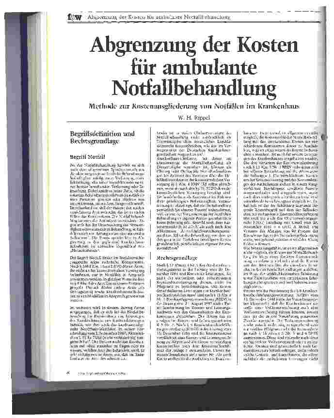 Vorschauseite 1: Abgrenzung der Kosten für ambulante Notfallbehandlung Methode zur Kostenausgliederung von Notfällen im Krankenhaus