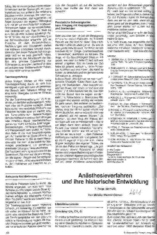 Vorschauseite 4: Erfahrungen mit krebskranken Schmerzpatienten Erfahrungsbericht einer Anästhesieschwester aus der Schmerzambulanz