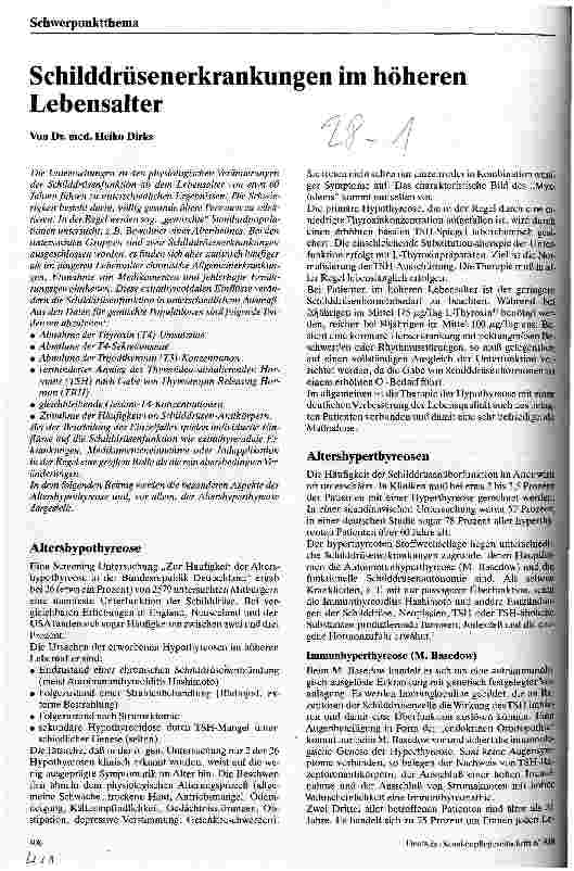 Vorschauseite 1: Schilddrüsenerkrankungen im höheren Lebensalter