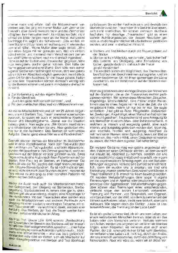 Vorschauseite 2: Orte der Trauer auf den Stationen eines Altenheimes An einem Beispiel aus dem Seniorenzentrum Schwerte-Holzen