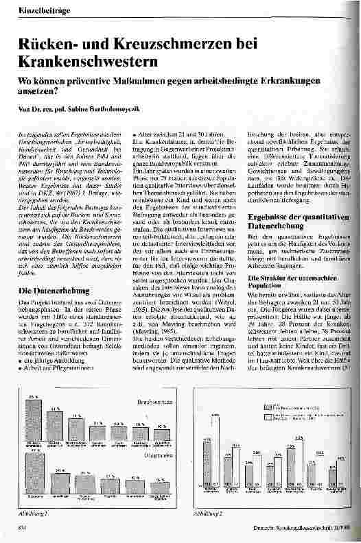 Vorschauseite 1: Rückenund Kreuzschmerzen bei Krankenschwestern / Wo können präventive Maßnahmen gegen arbeitsbedingte Erkrankungen ansetzen