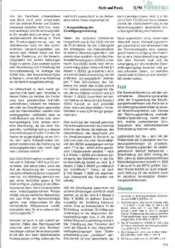 Vorschauseite 5: Datenschutz - Weitergabe von Patientendaten an externe Verrechnungsstellen