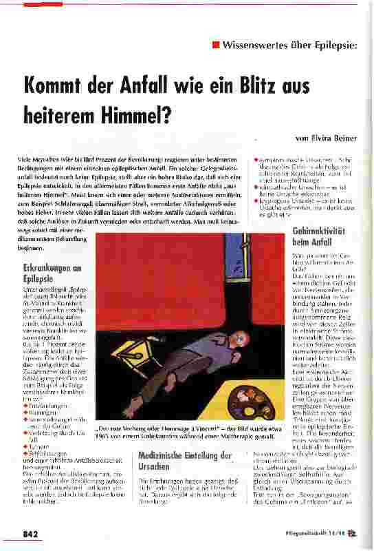 Vorschauseite 1: Kommt der Anfall wie ein Blitz aus heiterem Himmel? Wissenswertes über Epelepsie