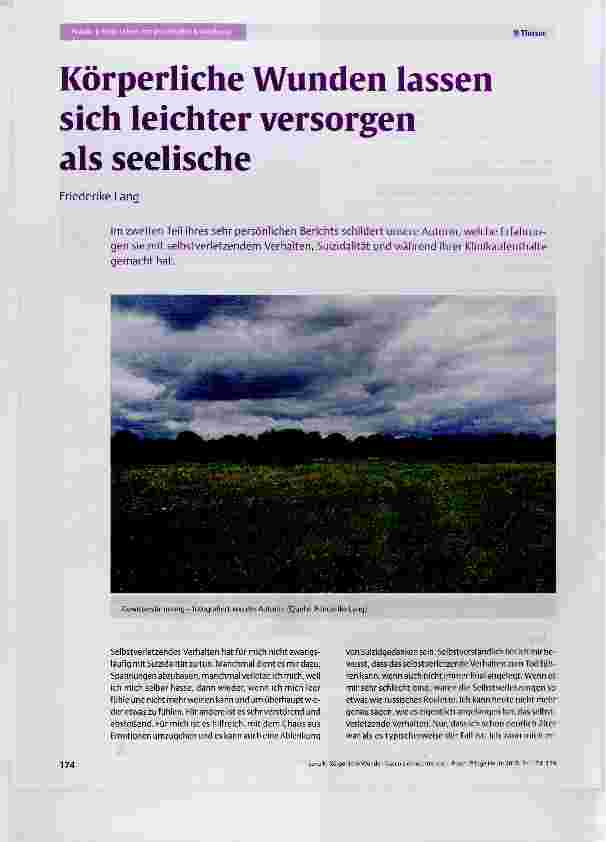 Vorschauseite 1: Körperliche Wunden lassen sich leichter versorgen als seelische