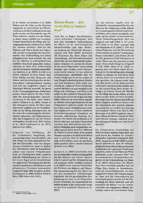 Vorschauseite 6: Die Zeit auf der neonatologischen Intensivstation Das Erleben von Eltern frühgeborener Kinder - Eine internationale Literaturstudie