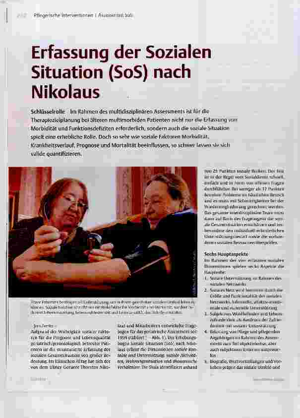 Vorschauseite 1: Erfassung der Sozialen Situation (SoS) nach Nikolaus