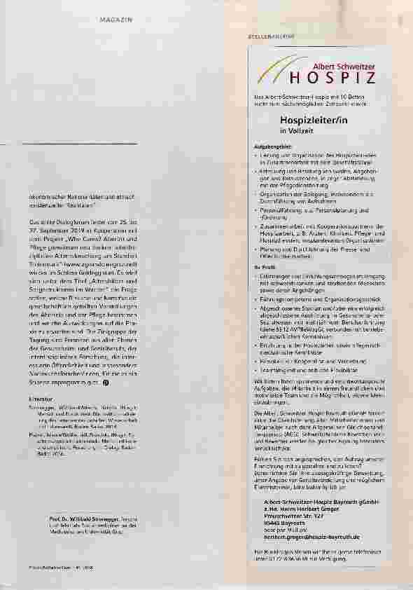 Vorschauseite 2: Transdisziplinäres Netzwerk Lebensende, Alter und Sorge