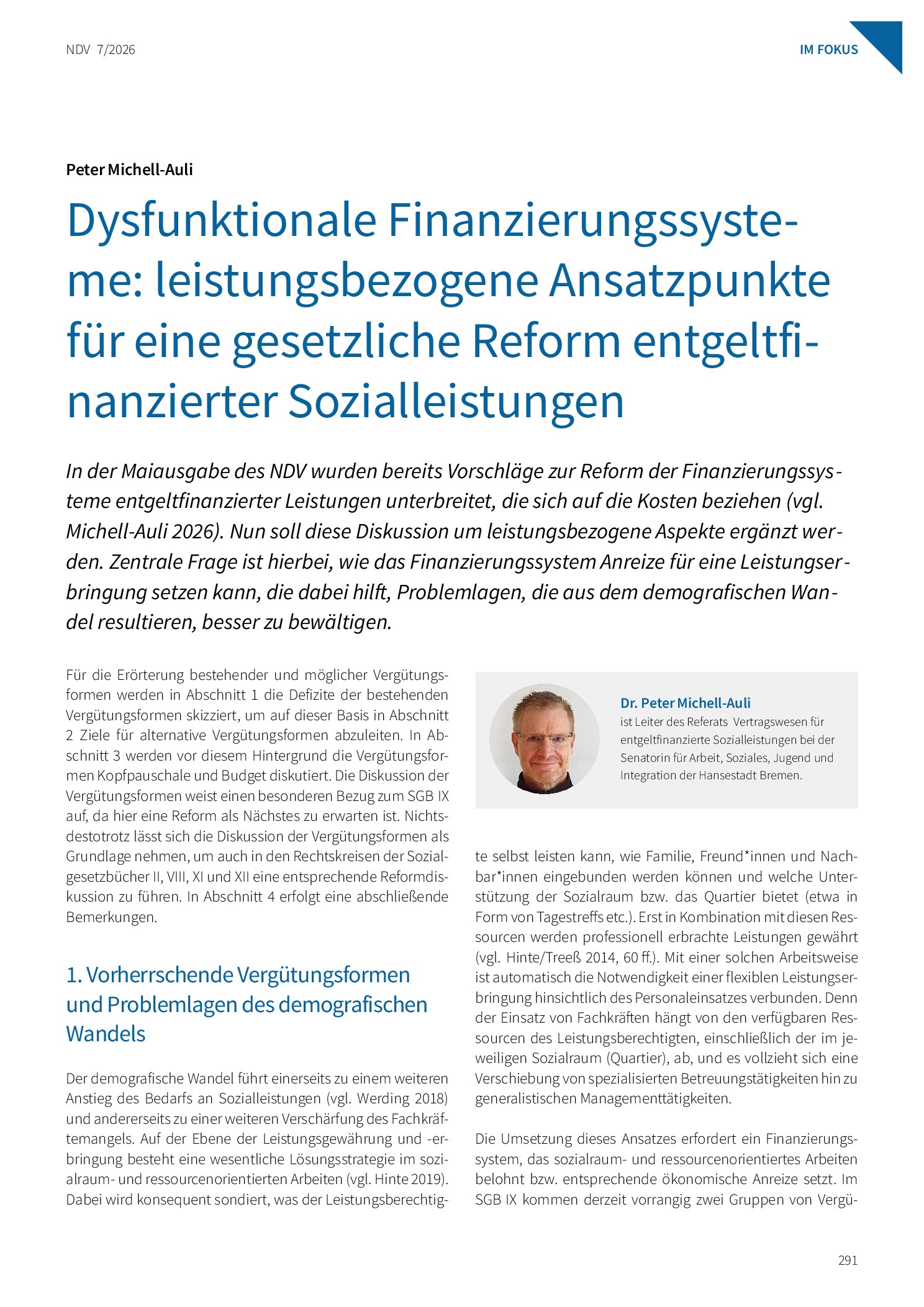 Vorschauseite 1: Dysfunktionale Finanzierungssysteme: leistungsbezogene Ansatzpunkte für eine gesetzliche Reform entgeltfinanzierter Sozialleistungen
