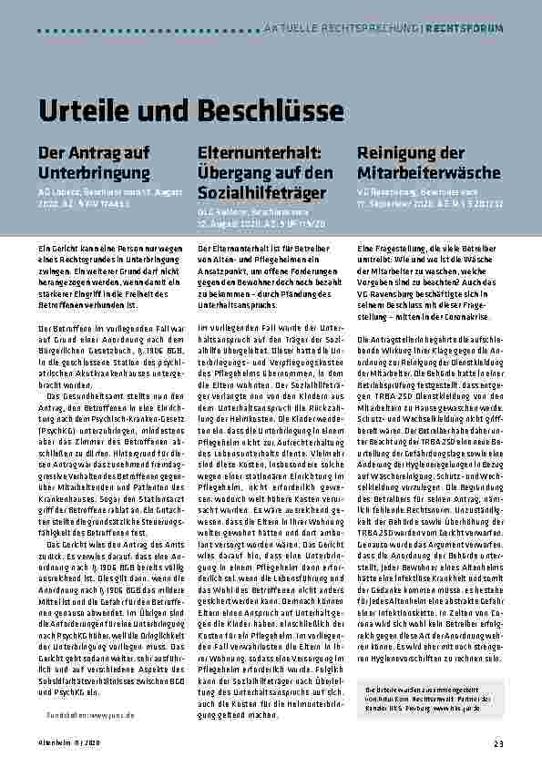 Vorschauseite 1: AKTUELLE RECHTSPRECHUNG | RECHTSFORUM