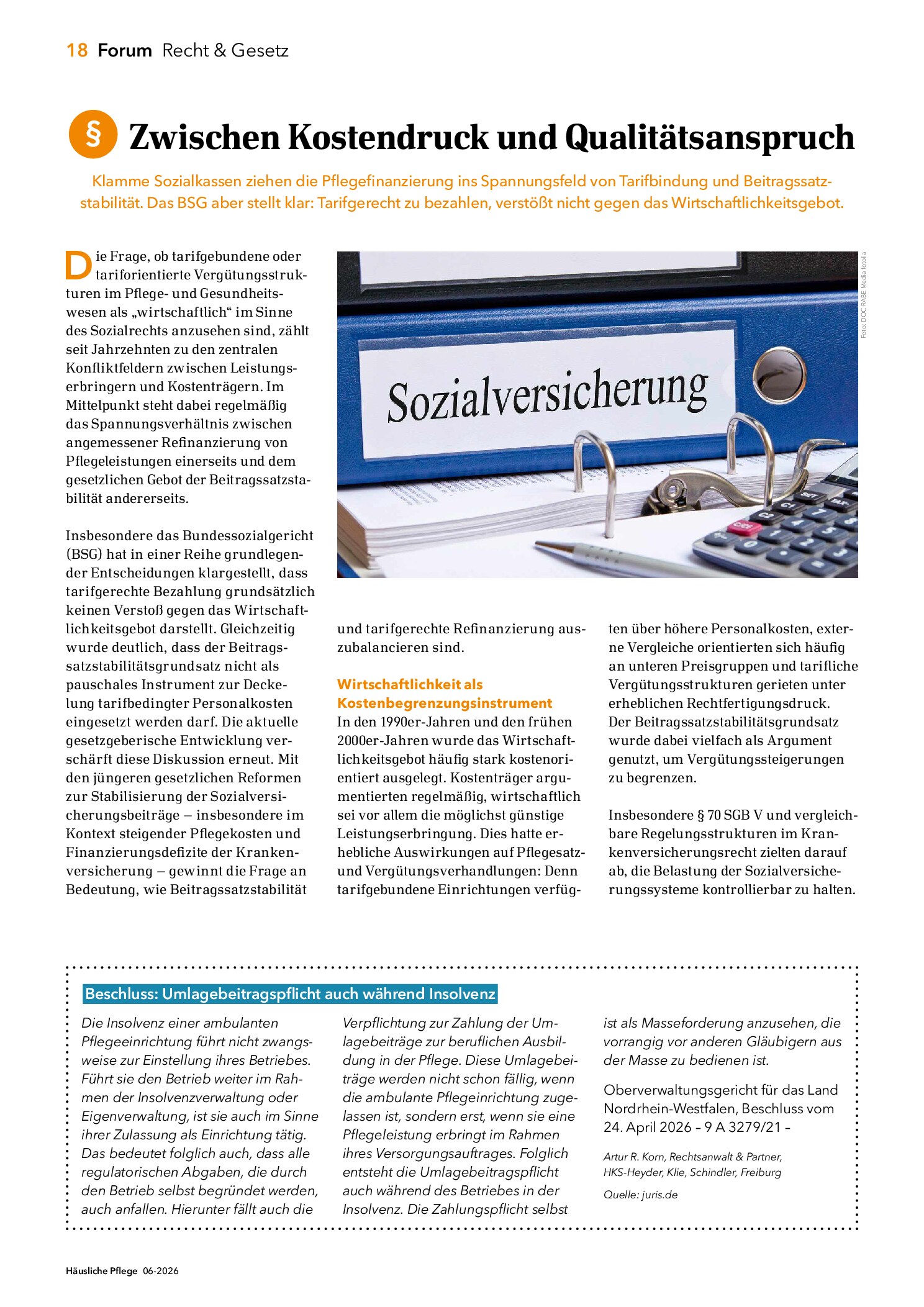 Vorschauseite 1: Zwischen Kostendruck und Qualitätsanspruch