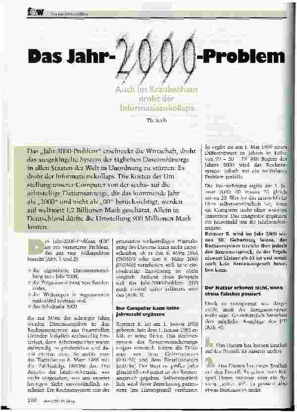 Vorschauseite 1: Das Jahr-2000-Problem Auch im Krankenhaus droht der Informatinoskollaps