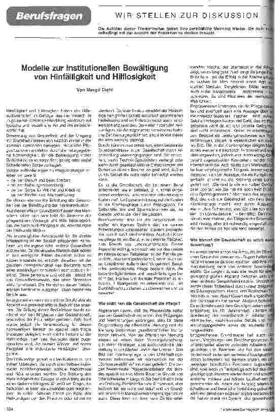 Vorschauseite 1: Modelle zur institutionellen Bewältigung von Hinfälligkeit und Hilflosigkeit