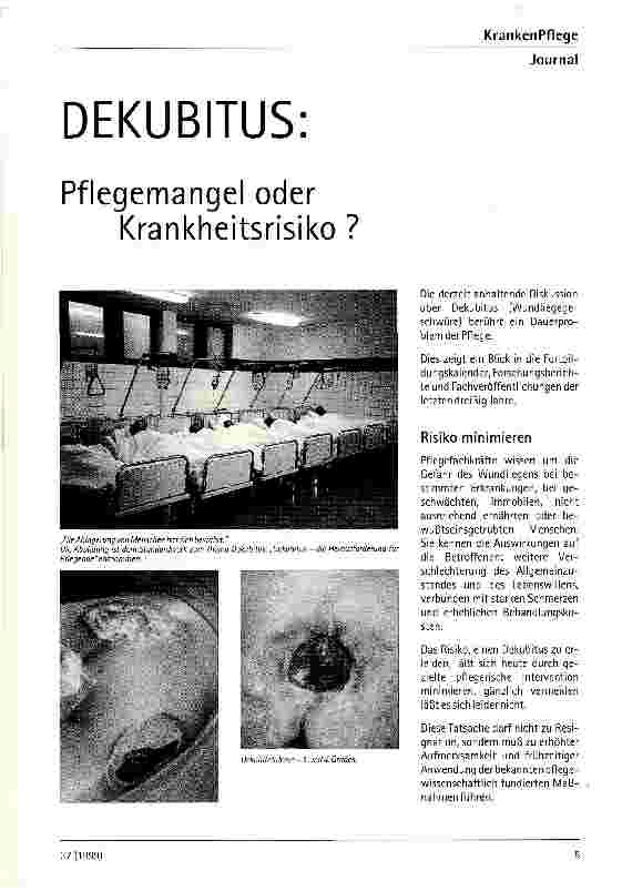 Vorschauseite 1: Dekubitus: Pflegemangel oder Krankheitsrisiko ?