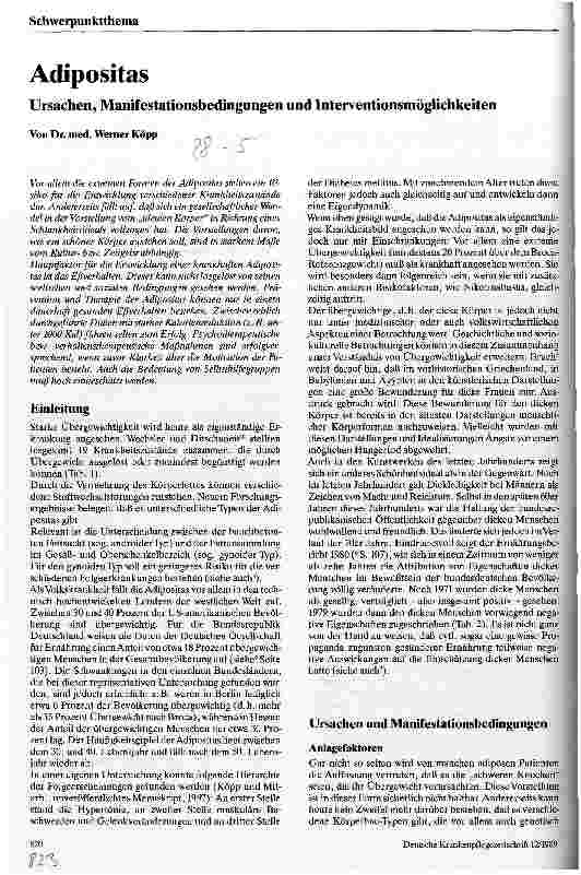 Vorschauseite 1: Adipositas Ursachen, Manifestationsbedingungen und Interventionsmöglichkeiten