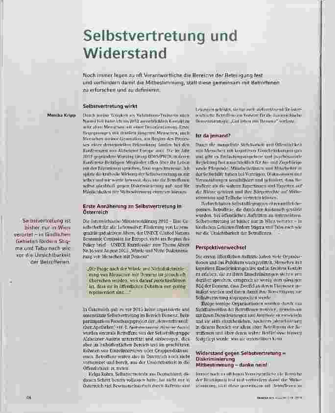 Vorschauseite 1: Selbstvertretung und Widerstand