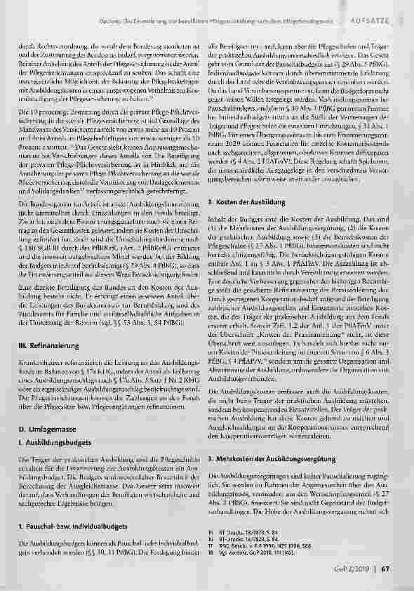 Vorschauseite 4: Die Finanzierung der beruflichen Pflegeausbildung nach dem Pflegeberufegesetz